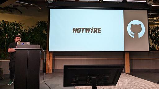 "On stage @marcoroth talking about ruby #Hotwire" - @esparta