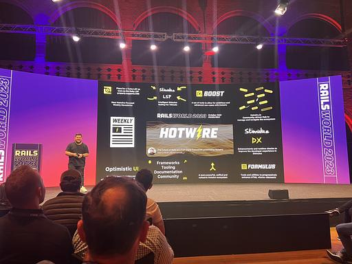 "@marcoroth_ covers everything that makes Hotwire awesome now and in the future #RailsWorld" - @aviflombaum