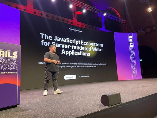 "Hotwire.io by @marcoroth_ 💪 #rails #railsworld" - @adrianthedev