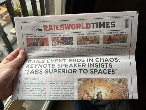 News Paper: The Rails World Times - The Front Page of a special news paper specifically made for the conference