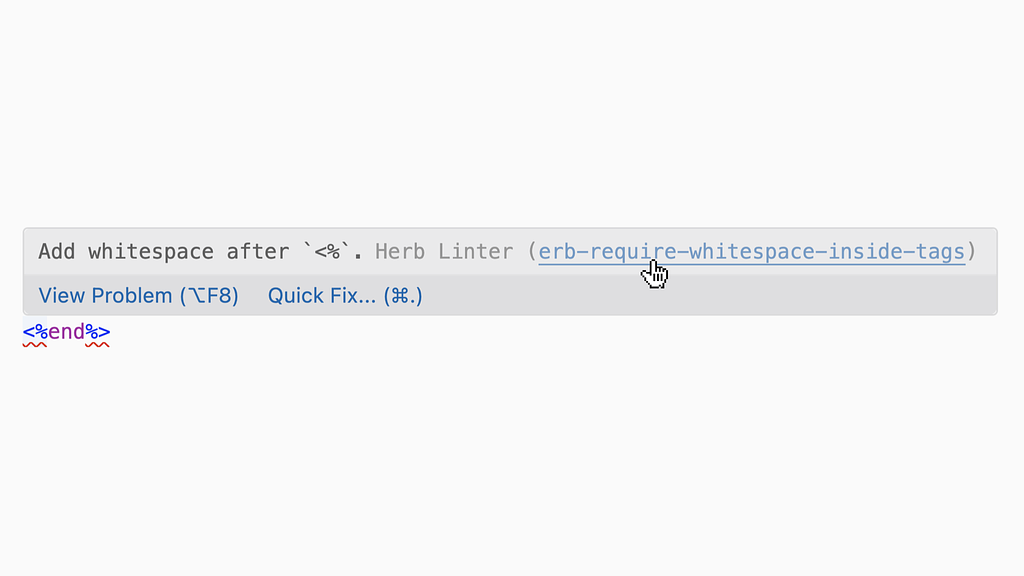 Linter Rule diagnostic popup