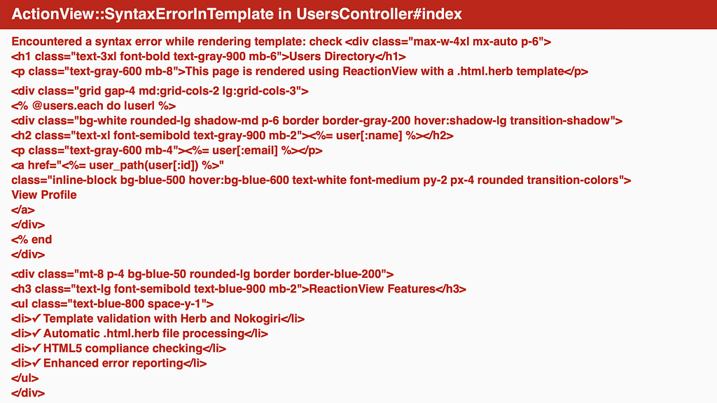 Rails exception screen