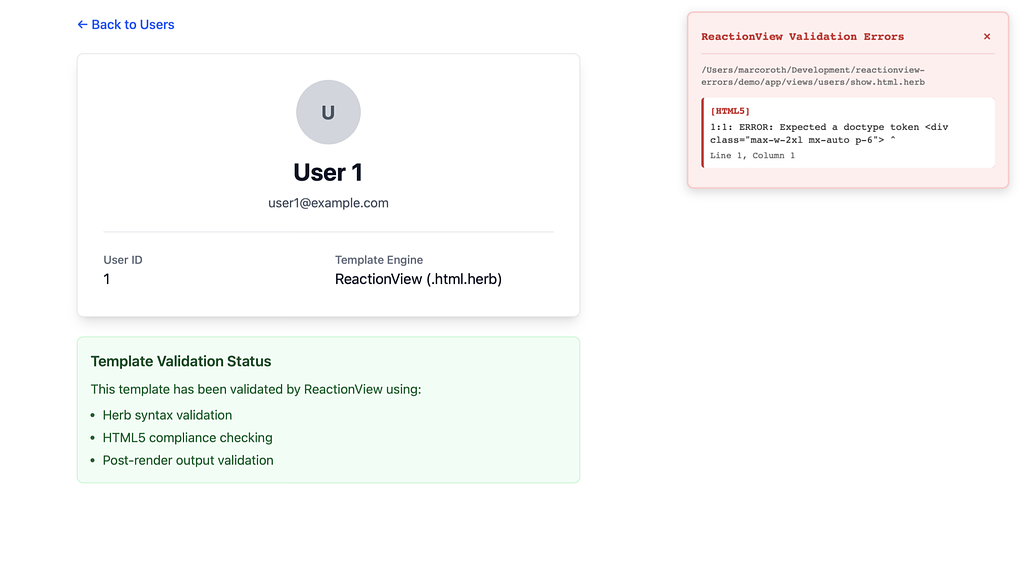 ReActionView showing validation errors in development