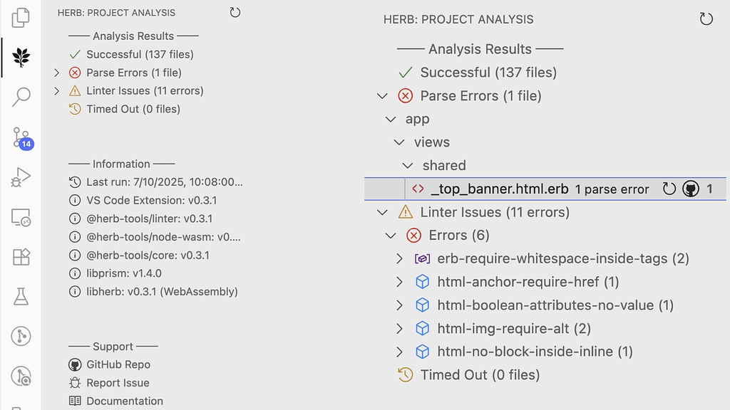 Herb Visual Studio Code Extension